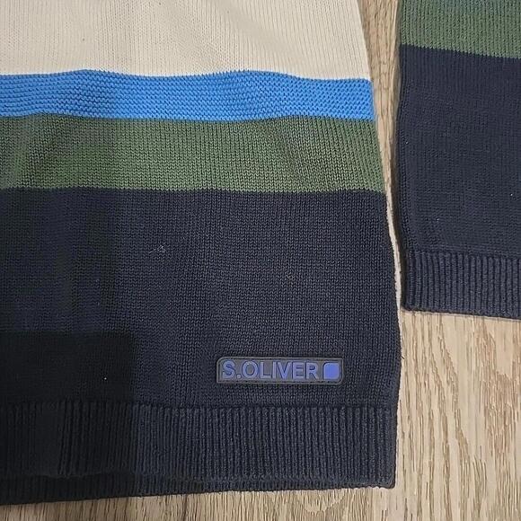 S.oliver Boy Knitted jumper / Hooded Pullover with a striped detail - Picture 3 of 3